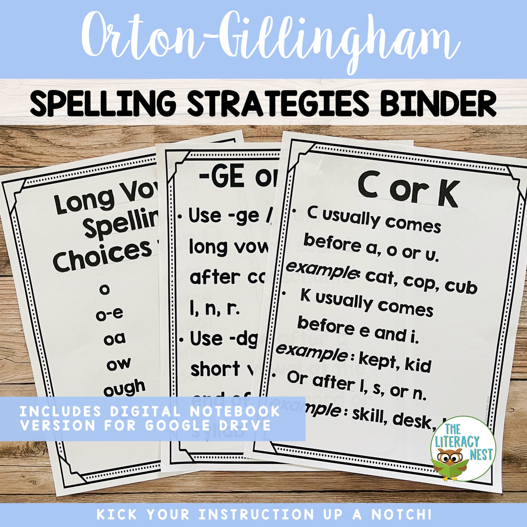 Reading Spelling Concepts and Strategies Binder OrtonGillingham